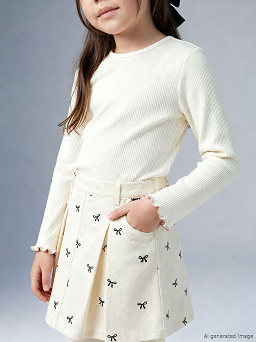 Bisiklet Yaka K?z ?ocuk Uzun Kollu Ti??rt