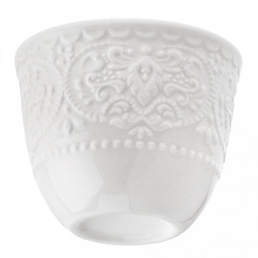 "Русь" Подставка под яйцо фарфоровая 90мл, д6,2х5,1см, белый, рельефный декор (Китай)