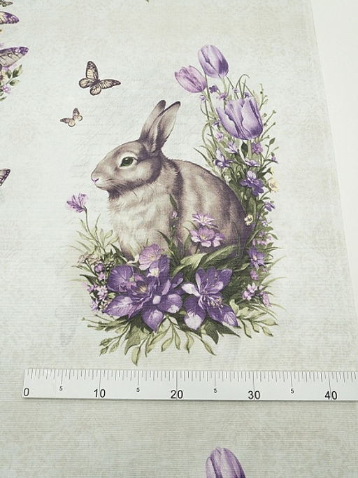 Рогожка Винтажные кролики, ш.1.5м, хлопок-100%, 160гр/м.кв, раппорт 63см - Купава фото 4