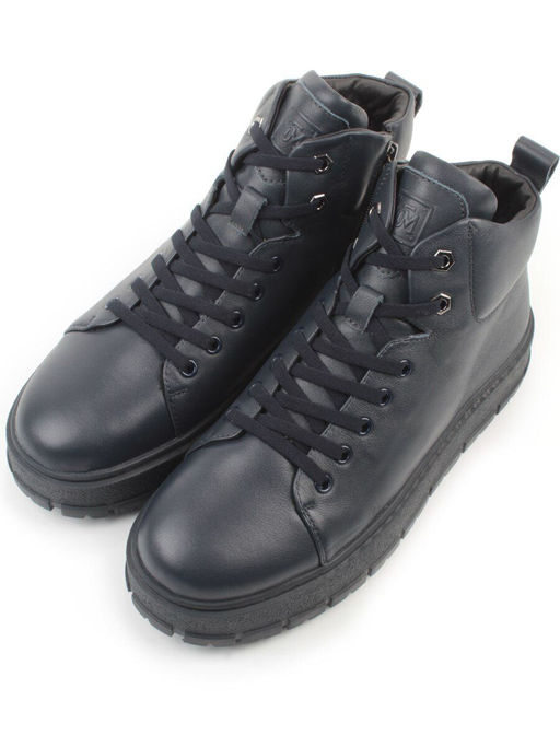 05-AW1010-2M DK. BLUE Ботинки зимние мужские (натуральная кожа, натуральный мех)