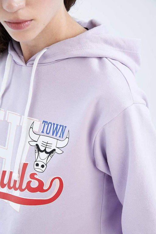 DeFactoFit Толстовка стандартного кроя с капюшоном NBA Chicago  фото 9