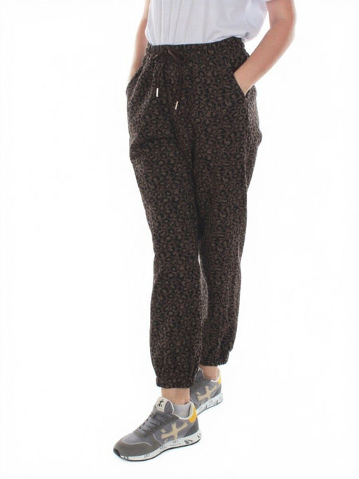 9001 LEOPARD/BLACK Брюки спортивные женские (95% хлопок, 5% спандекс) - Fashion фото 4