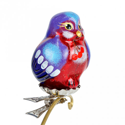 Елочная игрушка фигурка стеклянная Певчая птичка-3 4,5х5х7,5см, ручная художественная роспись, подарочная упаковка (Россия) - Домашняя мода фото 2