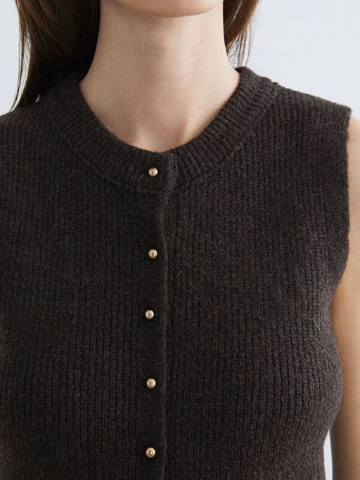 Bisiklet Yaka Kad?n Triko Yelek