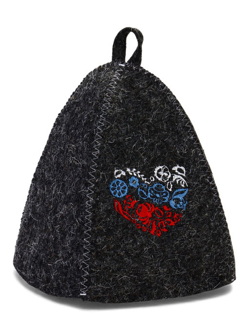 Шапка для бани с принтом "Цветочный триколор", серая