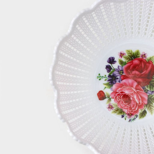 Цена за 3 шт. Ваза для хлеба и фруктов «Вязание», 18×4.5 см, рисунок МИКС, белая