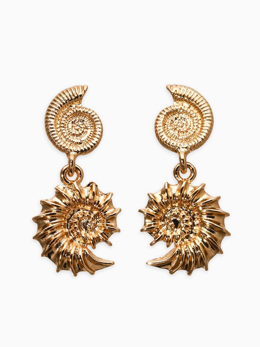 Цена за 2 шт. Серьги металл "Ракушки", цвет золото