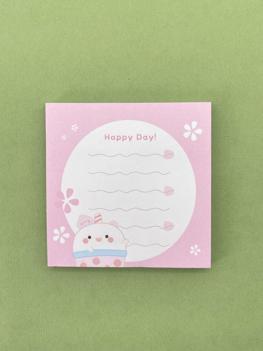 Блок стикер для записей "Happy day", pink