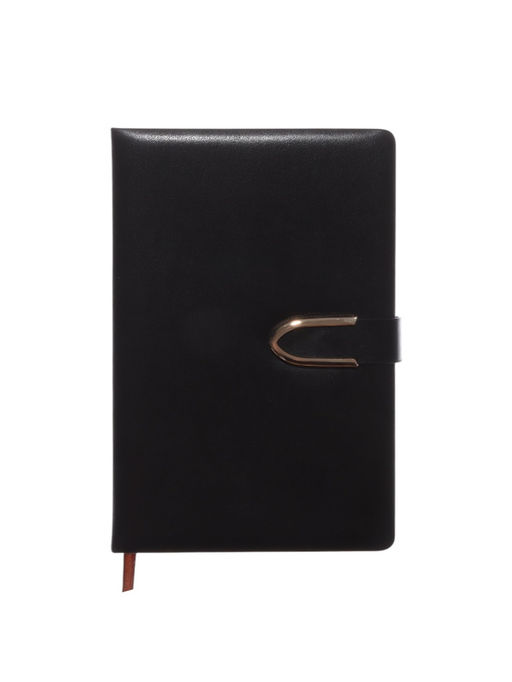 Ежедневник недатированный А5, с хлястиком, 112 листов в линейку, пвх, черный