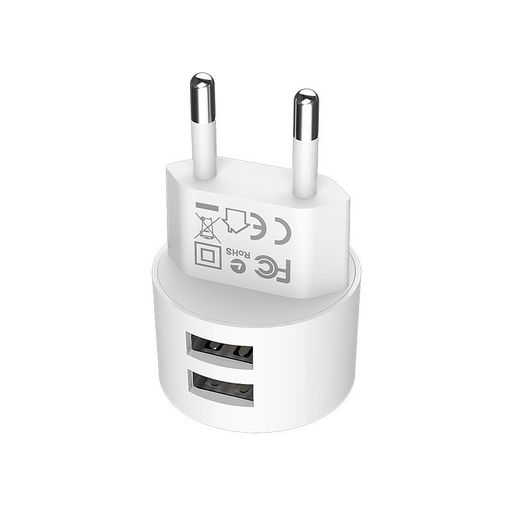 Зарядное устройство сетевое Borofone "Brilliant" (BA23A, 6931474703996) 2.4А, 2 USB, белое