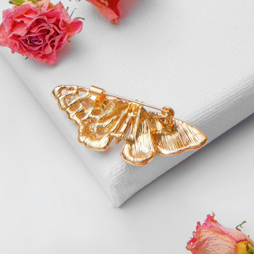 Брошь «Бабочка» альфа, цветная в золоте