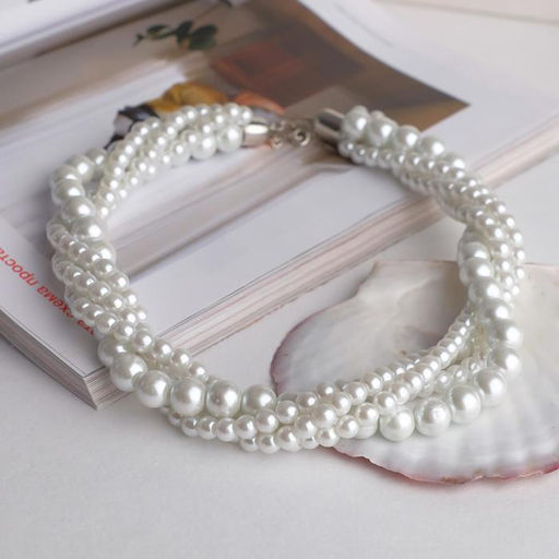 Бусы «Жгут» с жемчугом, шар №6.10, белые, L=45 см