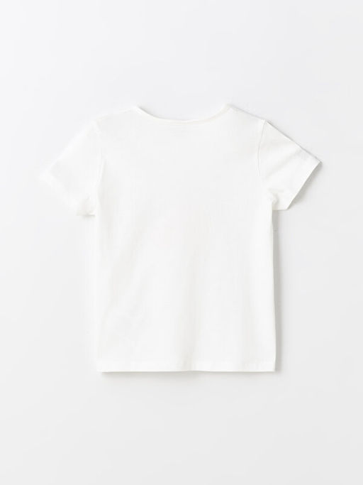 Bisiklet Yaka Bask?l? K?sa Kollu K?z ?ocuk Ti??rt - Waikiki фото 2