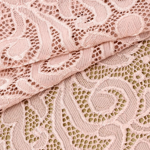 Кружевная эластичная ткань, 170 мм, 2.7±0.5 м, розово-бежевая