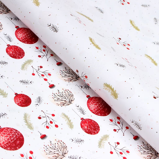 Цена за 10 шт. Бумага упаковочная новогодняя Красные шарики, глянец, двусторонняя, 80 г/м? , 70?100 см - UPAK LAND фото 3