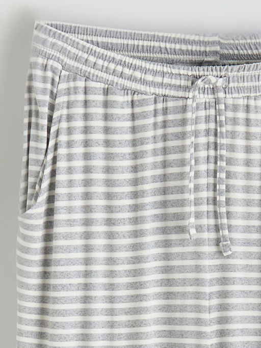 Beli Lastikli ?izgili Kad?n Jogger Pijama Alt?