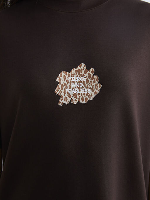 Bisiklet Yaka Bask?l? Kad?n Ti??rt