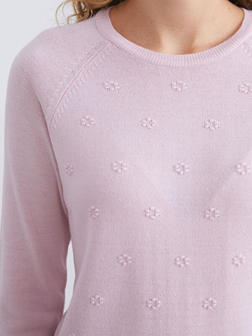 Bisiklet Yaka ?i?ekli Kad?n Triko Kazak