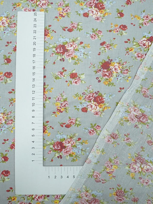 Поплин Букеты роз на сером, СОРТ2, ш.1.5м, хлопок-100%, 90гр/м.кв - Купава фото 6