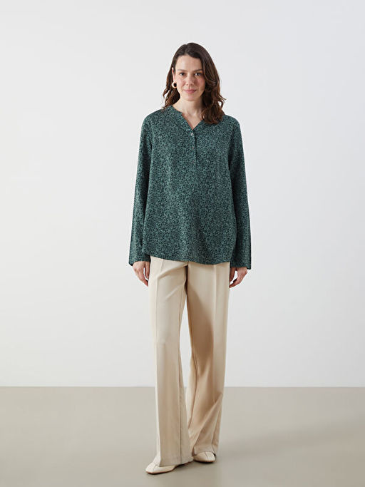 Ka??k Yaka Desenli Bluz