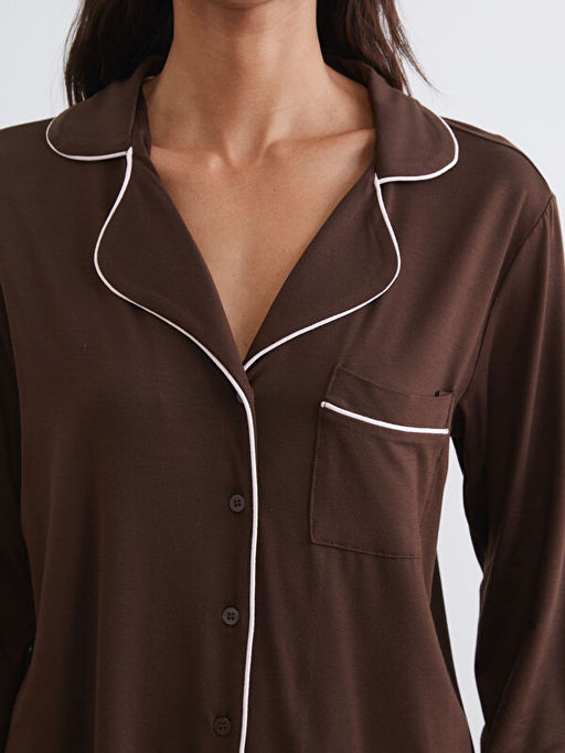 G?mlek Yaka Kad?n Pijama Tak?m?