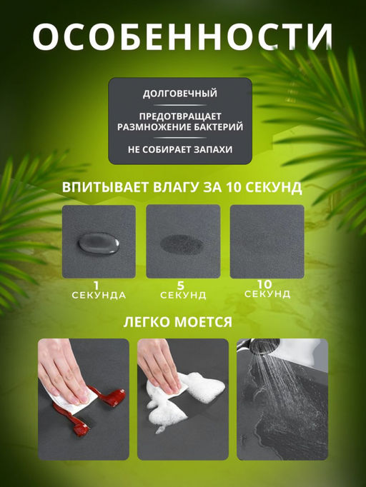 Нано коврик для сушки посуды черный 40*30см (3157) - Мой органайзер фото 15