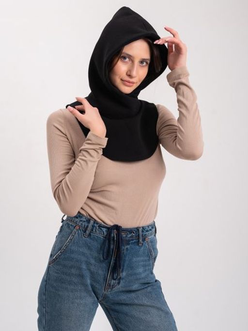 Капор трикотажный черный, капюшон - Yollochka фото 2