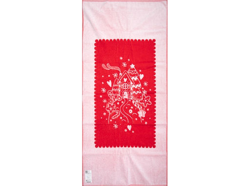 6с102.411ж1 Сочельник (красный6) Полотенце махровое 67х150см