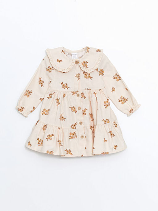 Bebe Yaka ?i?ekli K?z Bebek Elbise