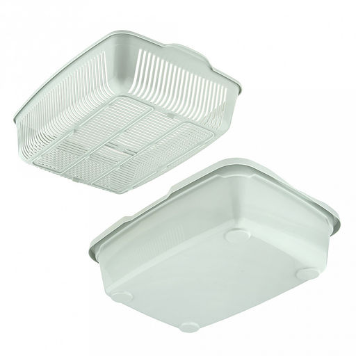 Лоток-туалет для кошек 23х42х11см, пластик, с сеткой, ментоловый (Россия)