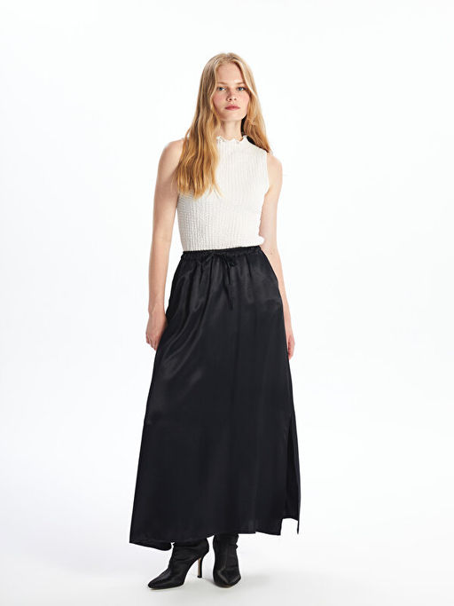 Beli Lastikli D?z Poplin Kad?n Etek