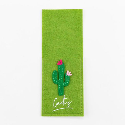 Конверт для столовых приборов Кактусы 8,5 х 22 см, 100% п/э, фетр - Доляна фото 4