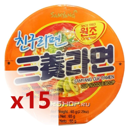 1 кор. Лапша быстрого приготовления Samyang (Spicy Flavor) (стакан), Корея (15шт *65 г) Акция