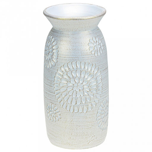 Ваза для цветов керамическая Астра 2,2л, д12см, h26см, форма флора, белый, ручная работа, в коробке (Россия)