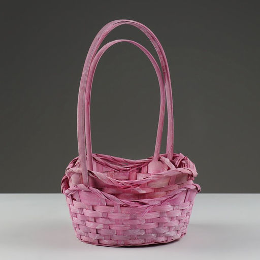 Корзина плетёная для хранения Jute, бамбук, розовая, набор 3 шт.