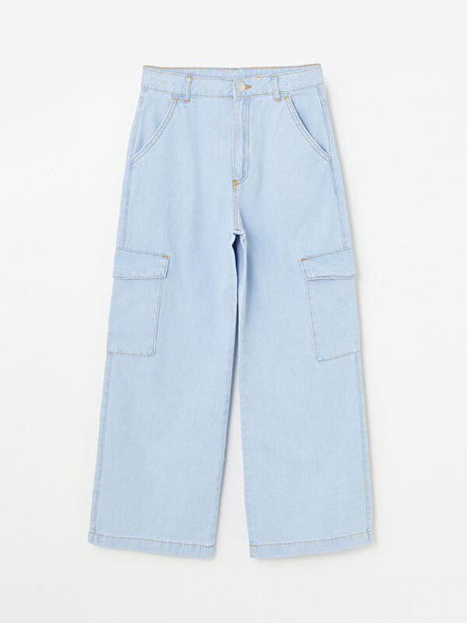 Wideleg K?z ?ocuk Kargo Jean Pantolon