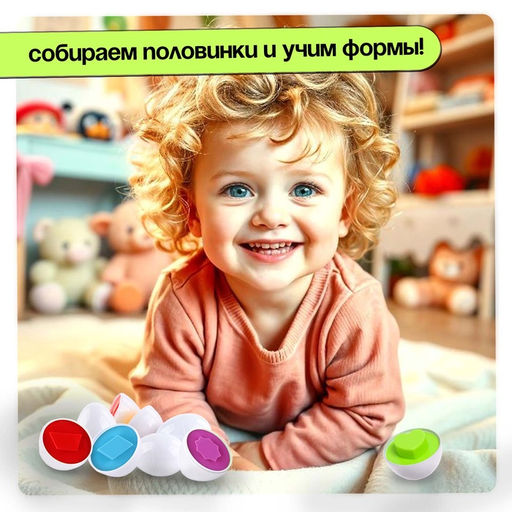 Сортер «Яйца», 6 цветов и геометрических фигур, МИКС