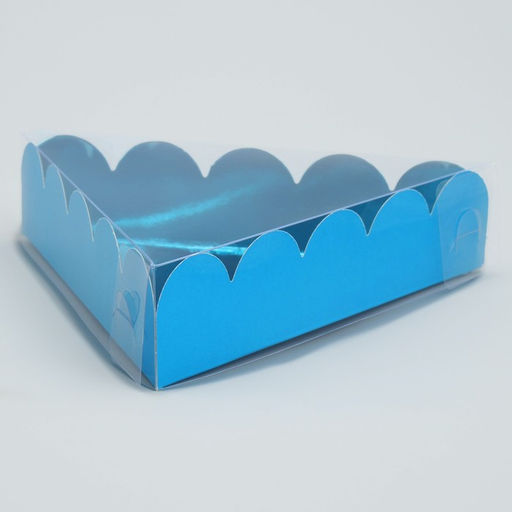 Цена за 5 шт. Коробка для печенья, кондитерская упаковка с PVC крышкой, «Голубая», 18×3 см