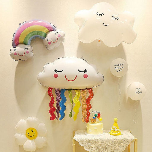 Цена за 5 шт. Воздушный шар фольгированный 24" «Облако с дождиком», фигура