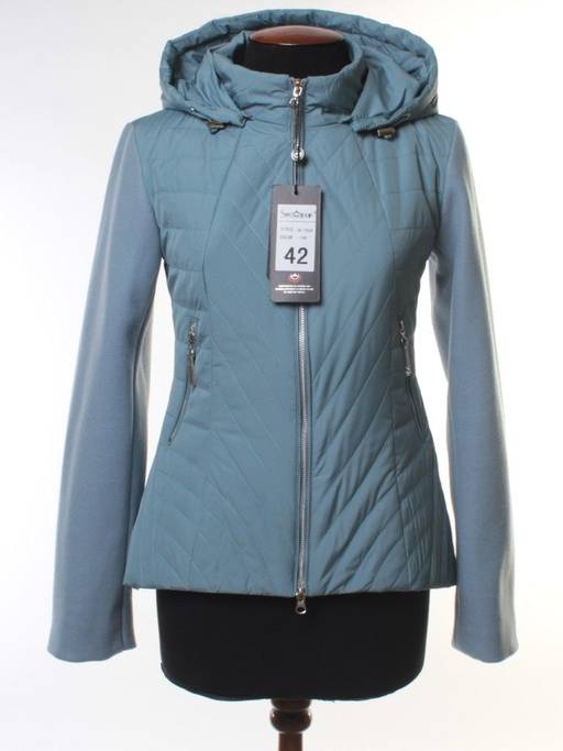 M-7036 GRAY/BLUE Куртка кашемировая женская (100 гр. синтепон) - Фабричный китай фото 10