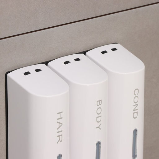 Диспенсер для мыла SAVANNA, механический, 3 отсека по 350 мл, шампунь, кондиционер, гель, белый  фото 3