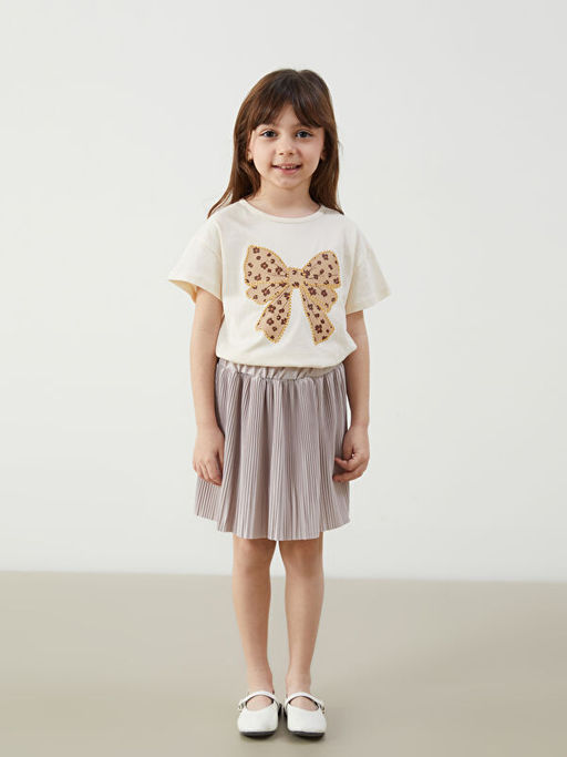 Beli Lastikli Pileli K?z ?ocuk Etek