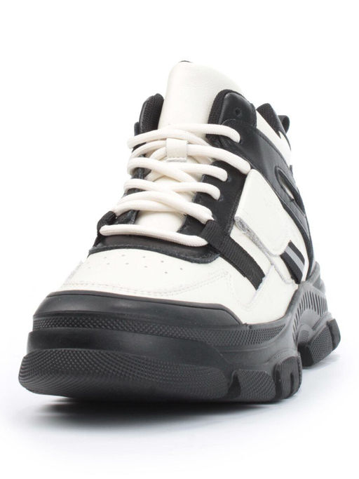 05-P51-1Z WHITE/BLACK Кроссовки женские зимние (натуральная и искусственная кожа, шерсть)