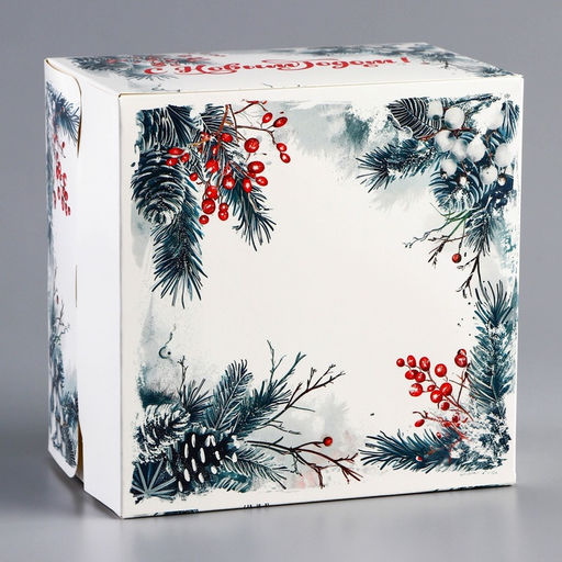 Коробка под бенто - торт с окном «С Новым годом!», 15.5×15.5×10 см