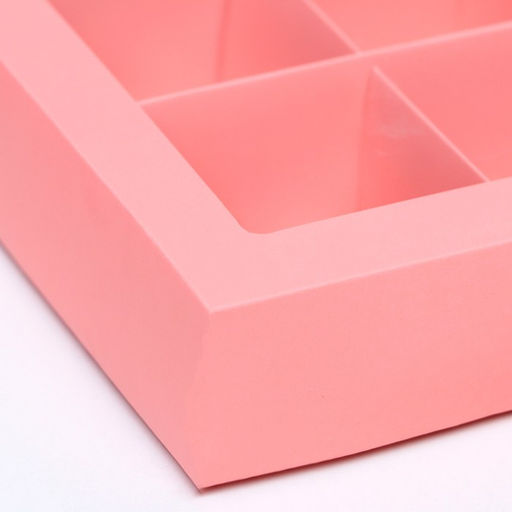 Цена за 2 шт. Коробка для 4 конфеты, розовый, 12.5×12.5×3.5 см