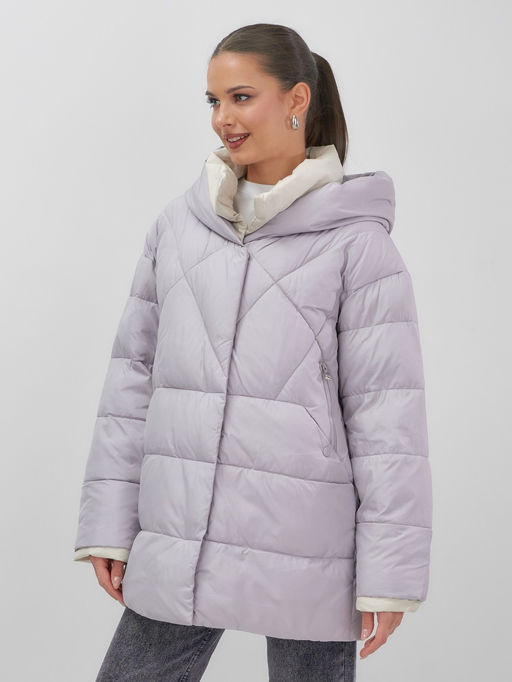Куртка женская зимняя с капюшоном большого размера фиолетового цвета 1170F - Mtforce фото 3