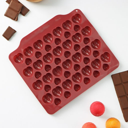 Цена за 2 шт. Форма для шоколада Доляна Море сердец, силикон, 18?15?1 см, 52 ячейки, МИКС  фото 3