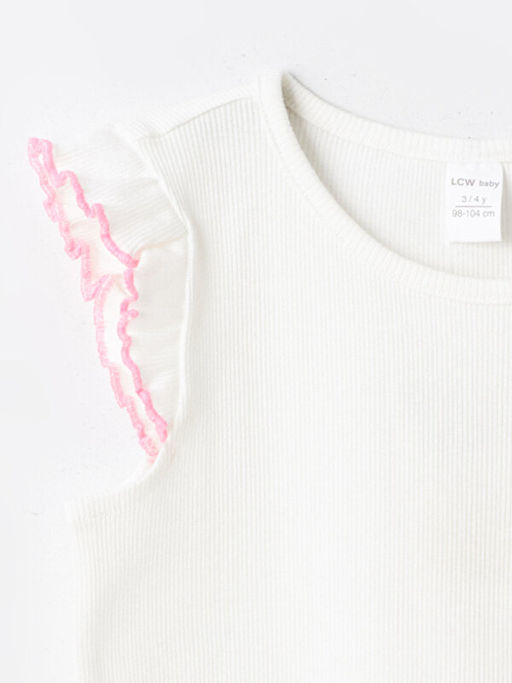 Bisiklet Yaka Bask?l? K?z Bebek Ti??rt - Waikiki фото 3