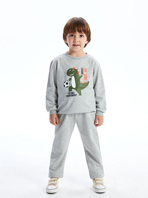 Bisiklet Yaka Erkek ?ocuk Sweatshirt ve E?ofman Alt 2li