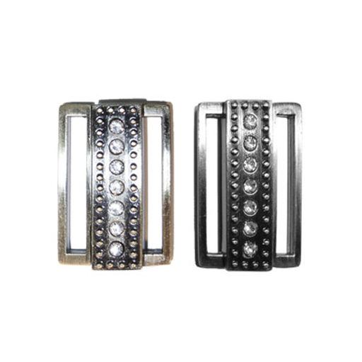 Пряжка со стразами GB 1116 замок Micron 10 шт СК/Распродажа №14 шлифованный черный никель (прозрачный)